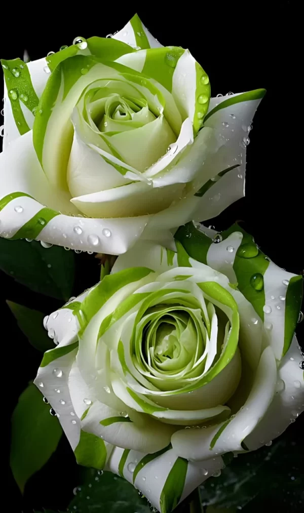 🤍RARE WHITE AND GREEN TWIN ROSES💚 - Image 4