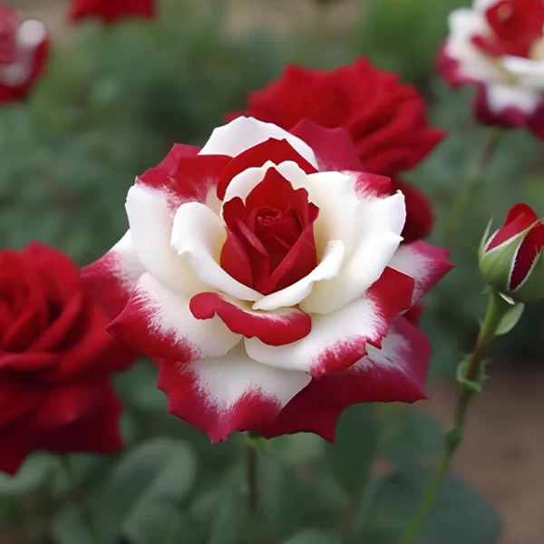 RARE TWIN RED WHITE ROSE FLOWER SEEDS - Image 2