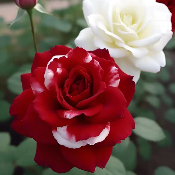 RARE TWIN RED WHITE ROSE FLOWER SEEDS